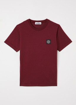 Stone Island Jongens 00003 T-shirt met logo in de kleur Bordeauxrood, maat: 14J = 164