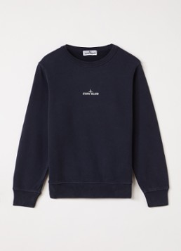 Stone Island Jongens 00014 sweater met logo- en backprint in de kleur Donkerblauw, maat: 14J = 164