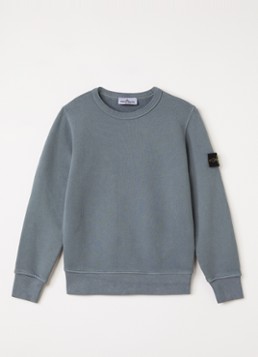 Stone Island Jongens 00009 sweater met logo in de kleur Staalblauw, maat: 14J = 164