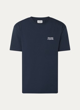 The New Originals Heren Catna T-shirt met logo- en backprint in de kleur Indigo, maat: XL