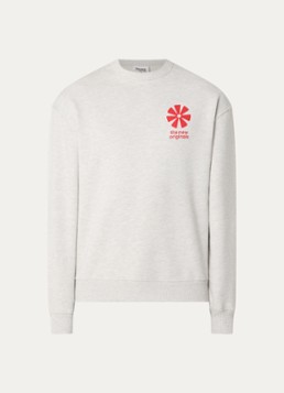 The New Originals Heren Adinkra sweater met logo- en backprint in de kleur Lichtgrijs, maat: S