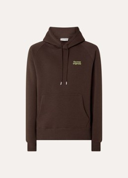 The New Originals Heren Catna hoodie met logo en kangoeroezak in de kleur Donkerbruin, maat: L