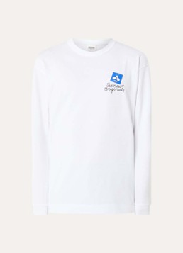 The New Originals Heren Postal longsleeve met front- en backprint in de kleur Wit, maat: S