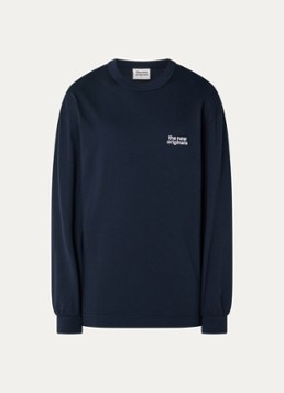 The New Originals Heren Catna long sleeve met logo- en backprint in de kleur Donkerblauw, maat: S