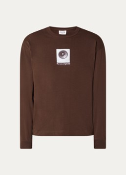 The New Originals Heren Soundwall longsleeve met logo- en backprint in de kleur Bruin, maat: S
