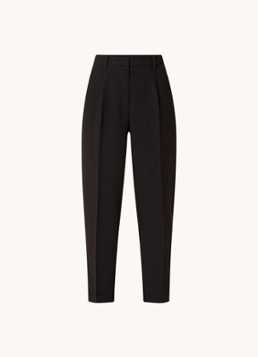 Bruuns Bazaar Dames Cindy high waist tapered fit cropped pantalon met plooidetail in de kleur Zwart