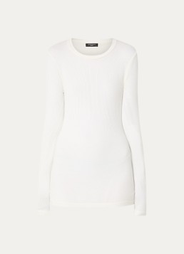 Bruuns Bazaar Dames AngelaBB semi-transparante longsleeve in wolblend in de kleur Gebroken wit
