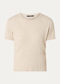 Bruuns Bazaar Dames Glenda kabelgebreide T-shirt in de kleur Donkerbeige