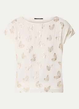 Bruuns Bazaar Dames Aloa top met print en lurex in de kleur Creme