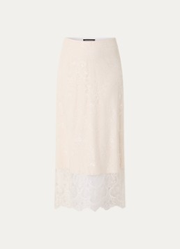 Bruuns Bazaar Dames Ina semi-transparant maxi A-lijn rok van kant in de kleur Creme