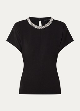 Bruuns Bazaar Dames Verena T-shirt met kralendecoratie in de kleur Zwart