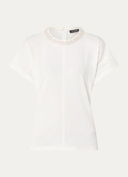 Bruuns Bazaar Dames Verena T-shirt met kralendecoratie in de kleur Wit
