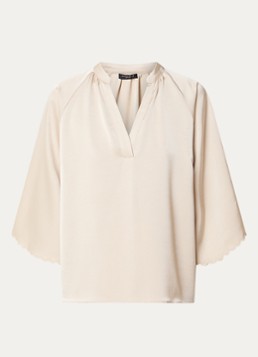 Bruuns Bazaar Dames Winny tuniek van satijn met trompetmouw in de kleur Beige