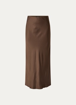 Bruuns Bazaar Dames High waist maxi rok van satijn in de kleur Donkerbruin