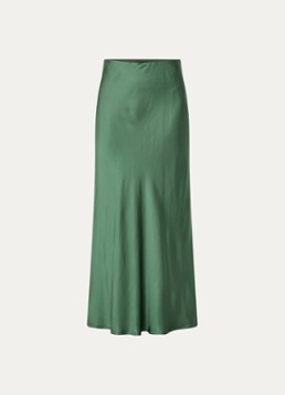 Bruuns Bazaar Dames High waist maxi rok van satijn in de kleur Donkergroen