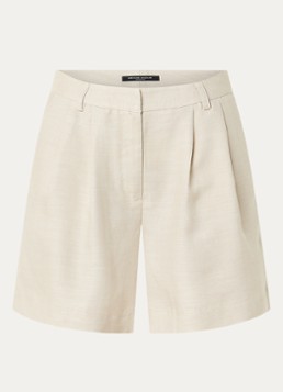 Bruuns Bazaar Dames Winnia high waist wide fit korte broek met steekzakken in de kleur Creme