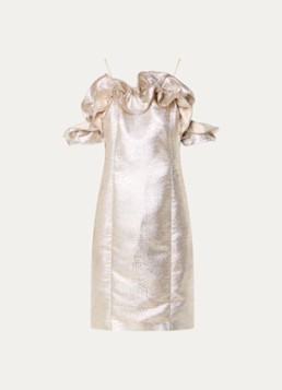 Bruuns Bazaar Dames Martha mini jurk met metallic finish in de kleur Goud