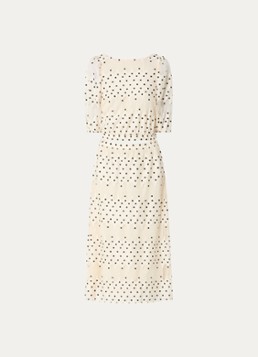 Bruuns Bazaar Dames Tahina midi jurk met pofmouw in de kleur Ivoor