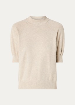 Bruuns Bazaar Dames Anemone Halias fijngebreide top met pofmouw in de kleur Creme