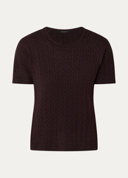 Bruuns Bazaar Dames Glenda kabelgebreide T-shirt in de kleur Chocoladebruin