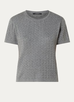 Bruuns Bazaar Dames Glenda kabelgebreide T-shirt in de kleur Grijsmele