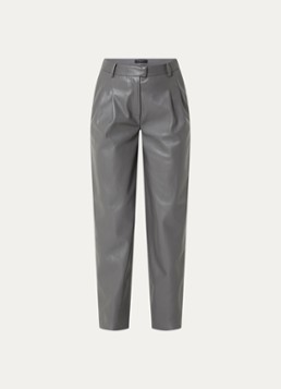 Bruuns Bazaar Dames High waist wide fit broek van imitatieleer in de kleur Middengrijs