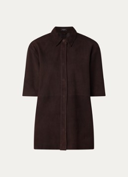 Bruuns Bazaar Dames Castania blouse van suède in de kleur Donkerbruin