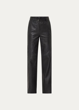 Bruuns Bazaar Dames Liara straight fit broek van imitatieleer in de kleur Zwart