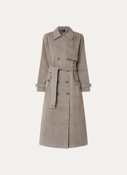 Bruuns Bazaar Dames Wiolas trenchcoat van suéde met ceintuur in de kleur Grijs