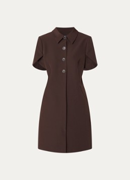 Bruuns Bazaar Dames Ruby mini tuniekjurk met pofmouw in de kleur Donkerbruin
