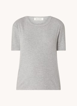Sofie Schnoor Dames T-shirt met ribstructuur in de kleur Grijs