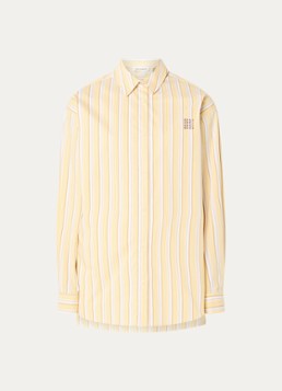 Sofie Schnoor Dames Mercysw blouse met streepprint en logoborduring in de kleur Lichtgeel