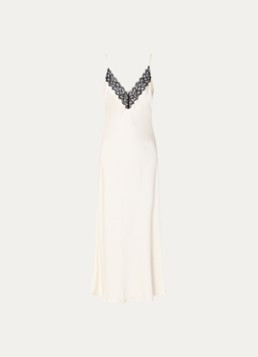 Sofie Schnoor Dames Betts maxi jurk van satijn met kant in de kleur Gebroken wit