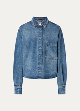 Sofie Schnoor Dames Nashima overshirt van denim met borstzak in de kleur Indigo