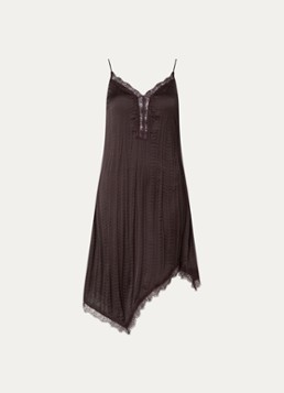 Sofie Schnoor Dames Winonasw midi jurk met asymmetrische zoom en details van kant in de kleur Donkerbruin