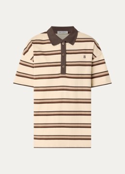 Sofie Schnoor Dames Pil oversized polo met streepprint in de kleur Beige