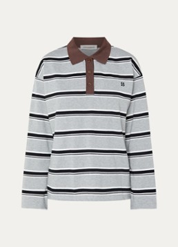 Sofie Schnoor Dames Priasw polo van sweatstof met streepprint in de kleur Grijsmele