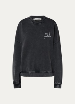 Sofie Schnoor Dames Parossw sweater met backprint en verwassen afwerking in de kleur Antraciet
