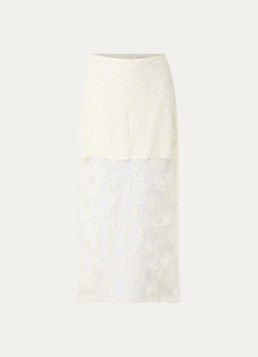 Sofie Schnoor Dames Otaliasw semi-transparante maxi rok van mesh met pailletten en borduring in de kleur Creme
