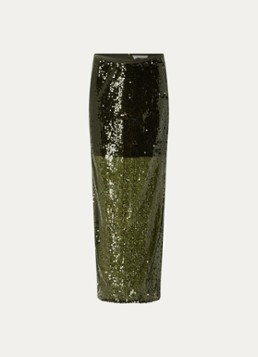 Sofie Schnoor Dames Otaliasw midi rok met pailletten in de kleur Bronsgroen