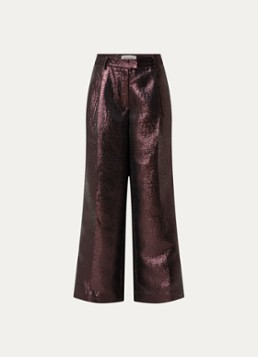 Sofie Schnoor Dames Hannesw high waist wide fit broek met glanzende finish in de kleur Donkerbruin