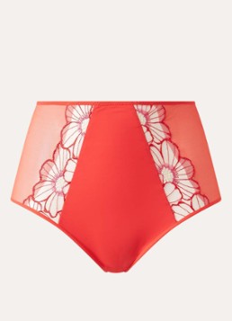 Chantelle Dames High waist slip van mesh met bloemborduring in de kleur Koraalrood
