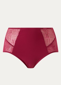 Chantelle Dames Intrigue high waisted hipster met borduring in de kleur Bordeauxrood