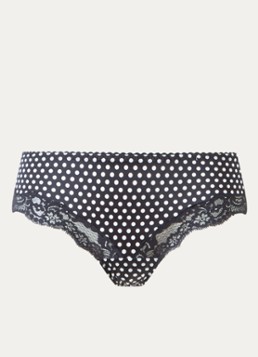 Chantelle Dames Gloss shorty met stippenprint en kant in de kleur Zwart