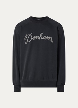 Denham Heren Luke sweater met logoprint in de kleur Antraciet, maat: XL