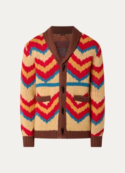 Denham Heren Nikko grofgebreid vest in wolblend in de kleur Rood, maat: S