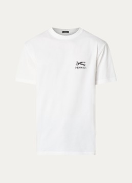 Denham Heren Shot T-shirt met logo- en backprint in de kleur Wit, maat: XL