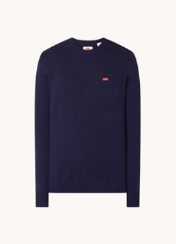 Levi's Heren Fijngebreide sweater in wolblend in de kleur Blauw