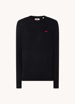 Levi's Heren Fijngebreide trui in wolblend met logo in de kleur Zwart