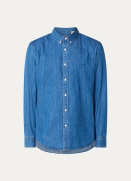 Levi's Heren Authentic regular fit overhemd van chambray met logoborduring in de kleur Indigo
